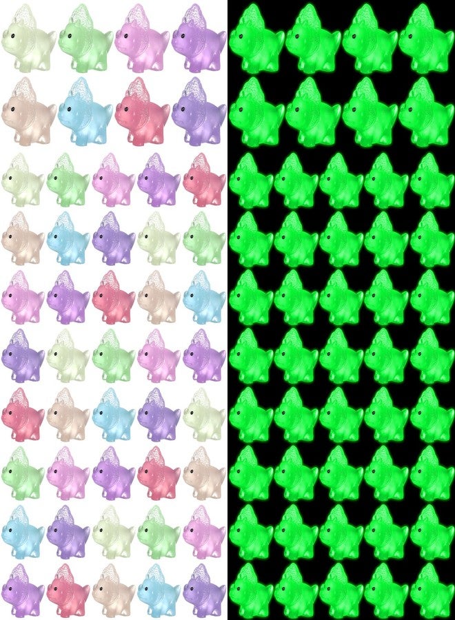 Liliful 48 Pcs Mini Resin Dinosaur Figures Small LuminousTiny Dinosaur for Mini Garden Micro Landscape Aquarium Home Decoration Outdoor Party Favors - Image 1